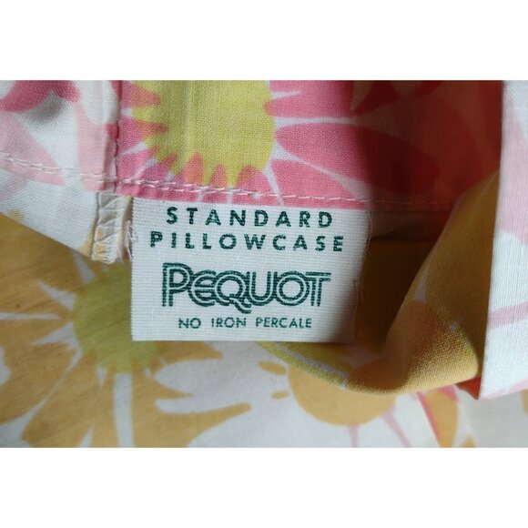 Pequot Retro Floral No Iron Standard Pillowcase Cotton Mod Daisies Cottagecore - Picture 3 of 4